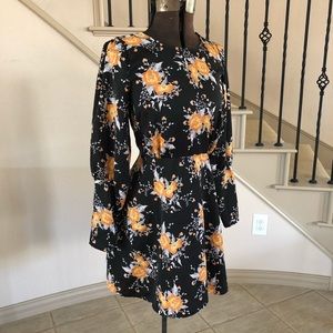 Free People Parker Floral Dress Black Orange Mini